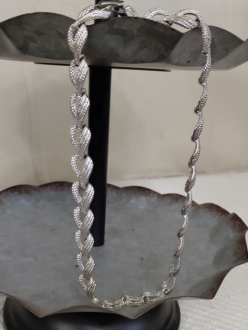 Vintage Napier Silver Twisted Braided Necklace